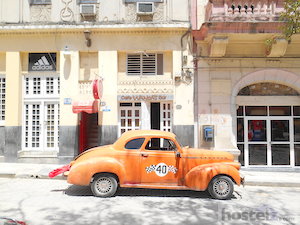  A classic car outside Wanda's Cafe/Bar in Havana. 
