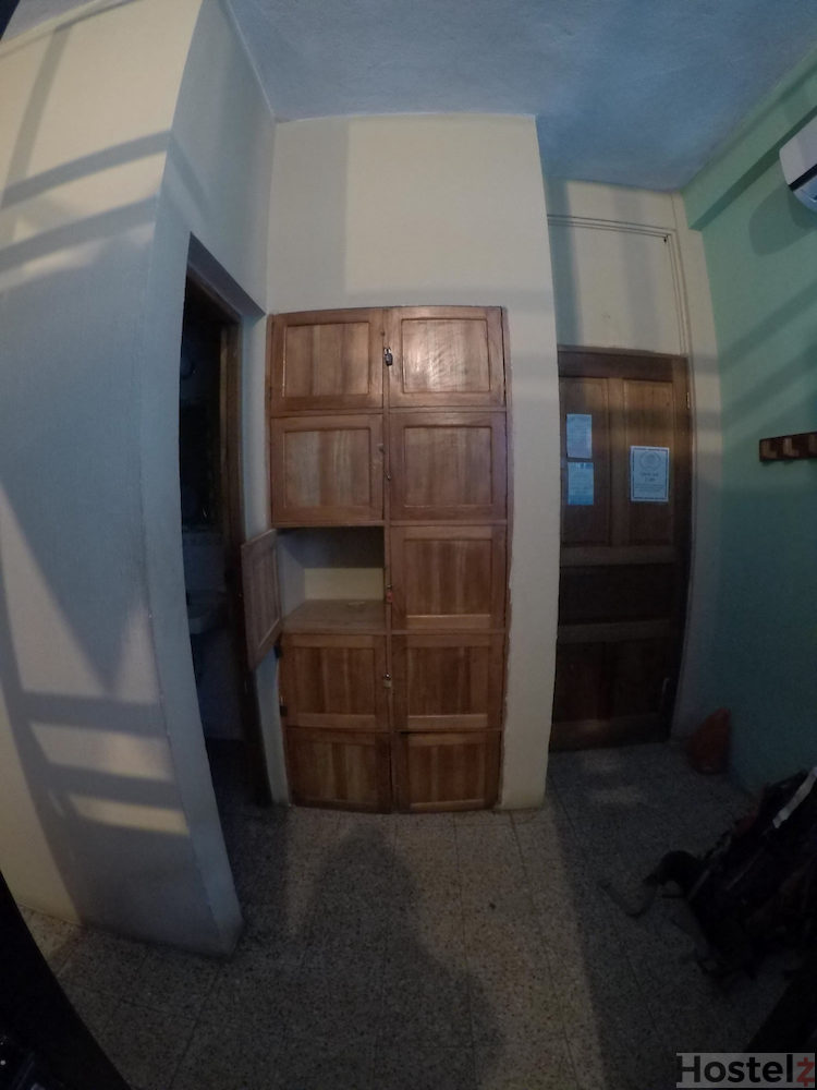 Lockers in 9-bed dorm