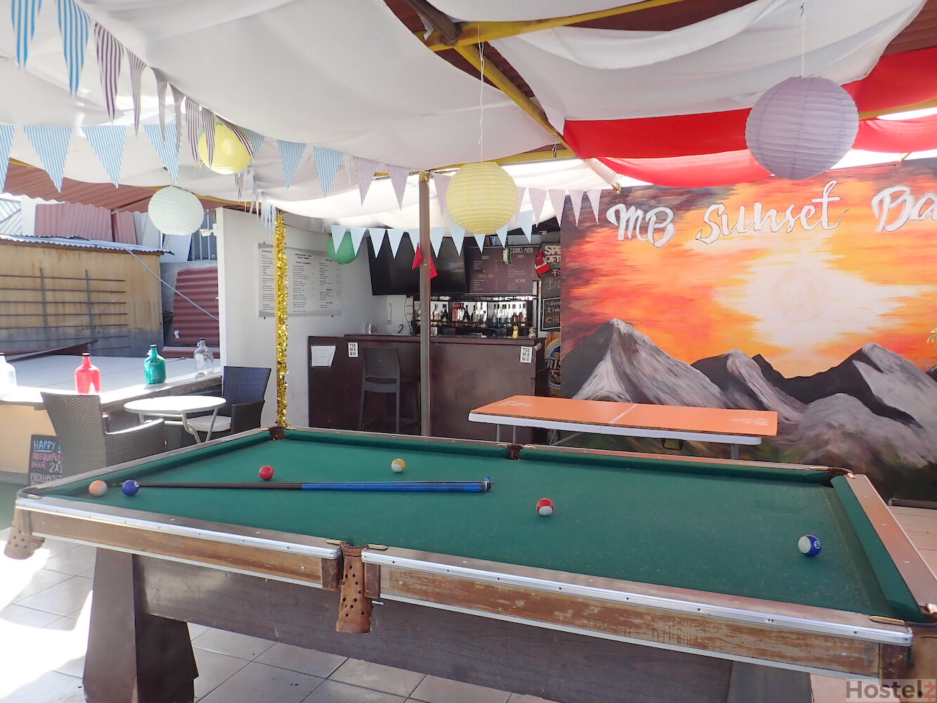 Rooftop bar/ games area (pool, table football and beer pong)