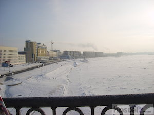  New Embankment of Irtysh river in Omsk at winter 
