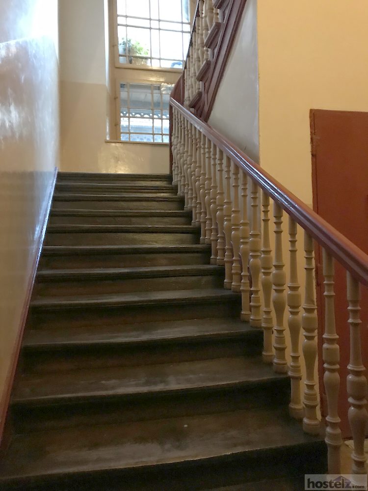 Staircase leading up to hostel