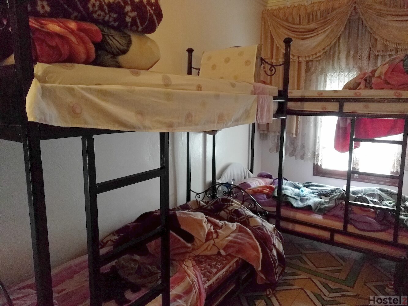 The eight-bed dorm. Two blankets provided for the cold winter nights.