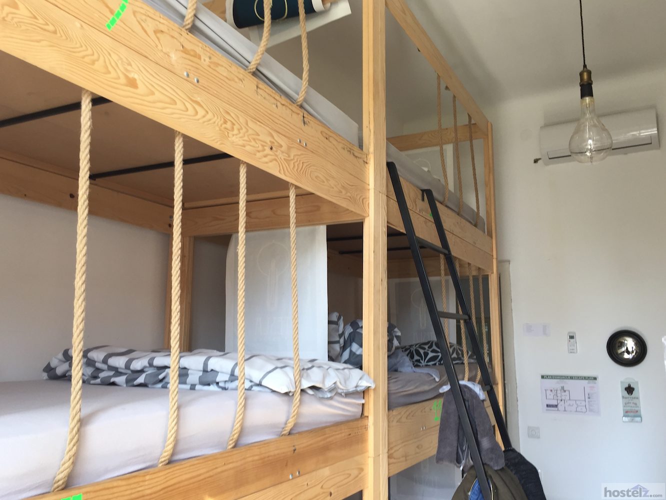 Triple bunks in the dorm