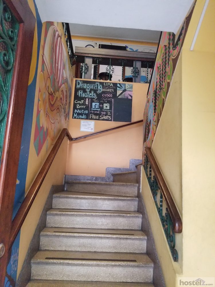 Stairs leading up to the hostel