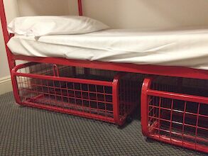 Un-lockable lockers under the beds; mattress and pillow